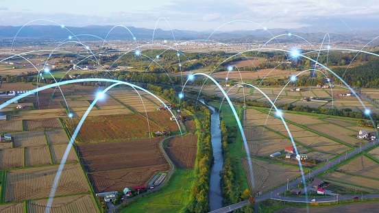 farming community Fields and farms connected.