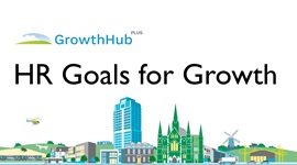 Graphic featuring a 'scene' of Wiltshire's iconic places with HR Goals for Growth title and Growth Hub Plus logo