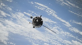 Space shuttle orbiting Earth.
